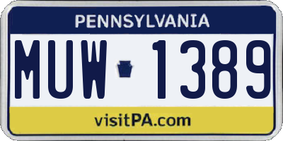 PA license plate MUW1389