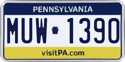 PA license plate MUW1390