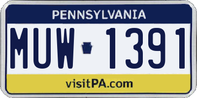 PA license plate MUW1391