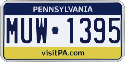 PA license plate MUW1395