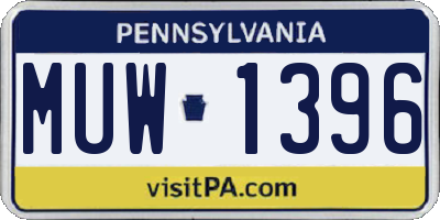 PA license plate MUW1396