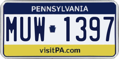PA license plate MUW1397