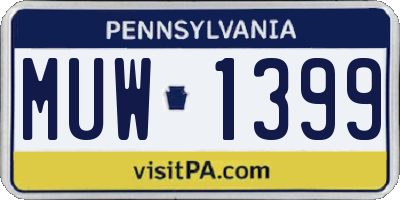 PA license plate MUW1399
