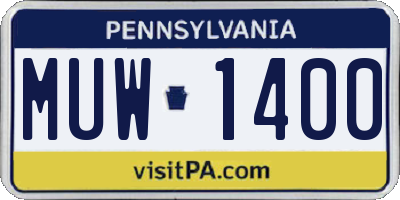 PA license plate MUW1400