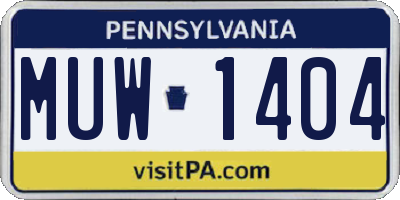 PA license plate MUW1404