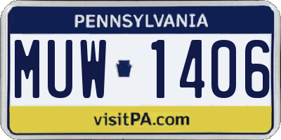 PA license plate MUW1406