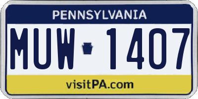 PA license plate MUW1407