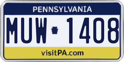 PA license plate MUW1408