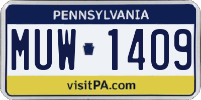 PA license plate MUW1409