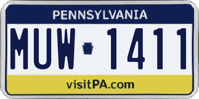 PA license plate MUW1411