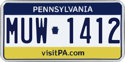PA license plate MUW1412