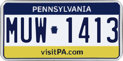 PA license plate MUW1413