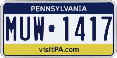 PA license plate MUW1417