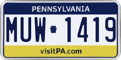 PA license plate MUW1419