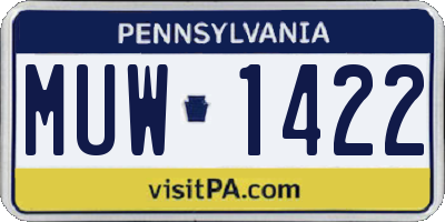 PA license plate MUW1422