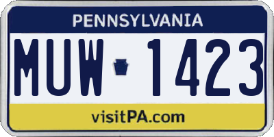 PA license plate MUW1423