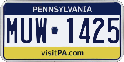PA license plate MUW1425