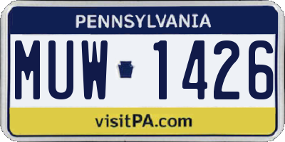 PA license plate MUW1426
