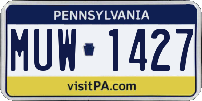 PA license plate MUW1427