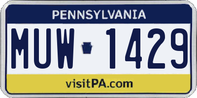 PA license plate MUW1429