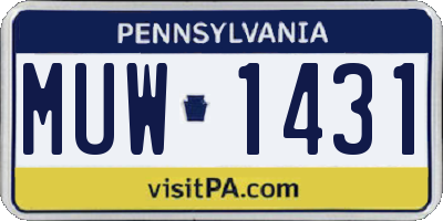 PA license plate MUW1431