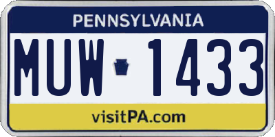 PA license plate MUW1433