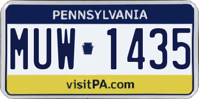 PA license plate MUW1435