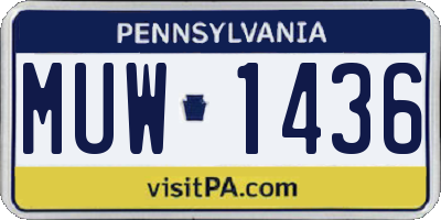 PA license plate MUW1436