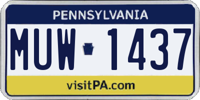 PA license plate MUW1437