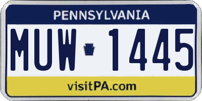 PA license plate MUW1445