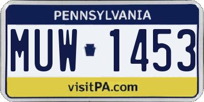 PA license plate MUW1453