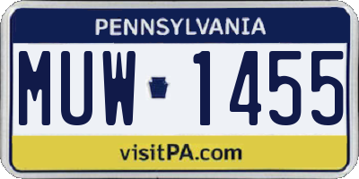 PA license plate MUW1455