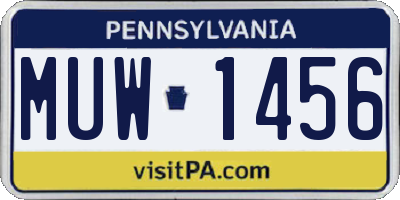PA license plate MUW1456