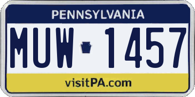 PA license plate MUW1457