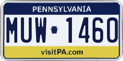 PA license plate MUW1460