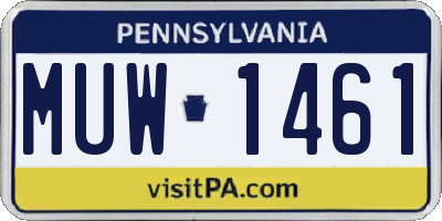 PA license plate MUW1461