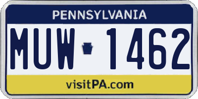PA license plate MUW1462