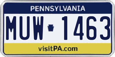 PA license plate MUW1463