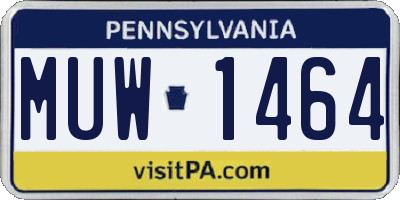 PA license plate MUW1464