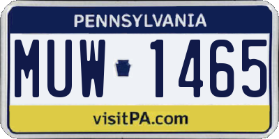 PA license plate MUW1465