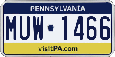 PA license plate MUW1466
