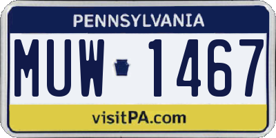 PA license plate MUW1467
