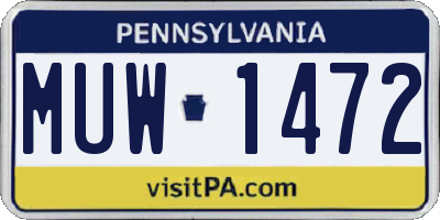 PA license plate MUW1472