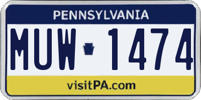 PA license plate MUW1474