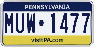 PA license plate MUW1477