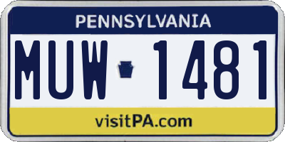 PA license plate MUW1481