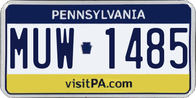 PA license plate MUW1485