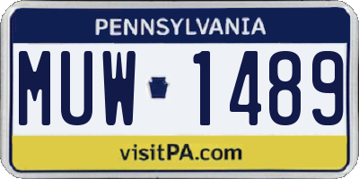 PA license plate MUW1489