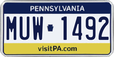 PA license plate MUW1492