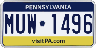 PA license plate MUW1496